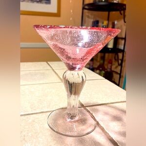 Martini Pink & Clear Heavy Cup!! 7”Aprox